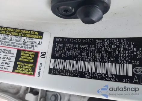 2017 Toyota Corolla Le from USA, damaged, VIN 2T1BURHE3HC921129